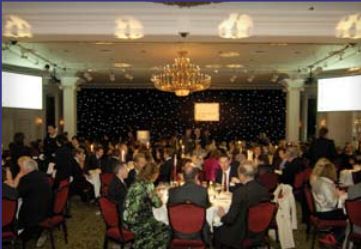 The gala dinner at the Grovesner House Hotel in Mayfair